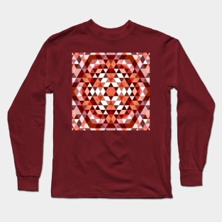 Vibrant Brown Triangles Mosaic Mandala Long Sleeve T-Shirt